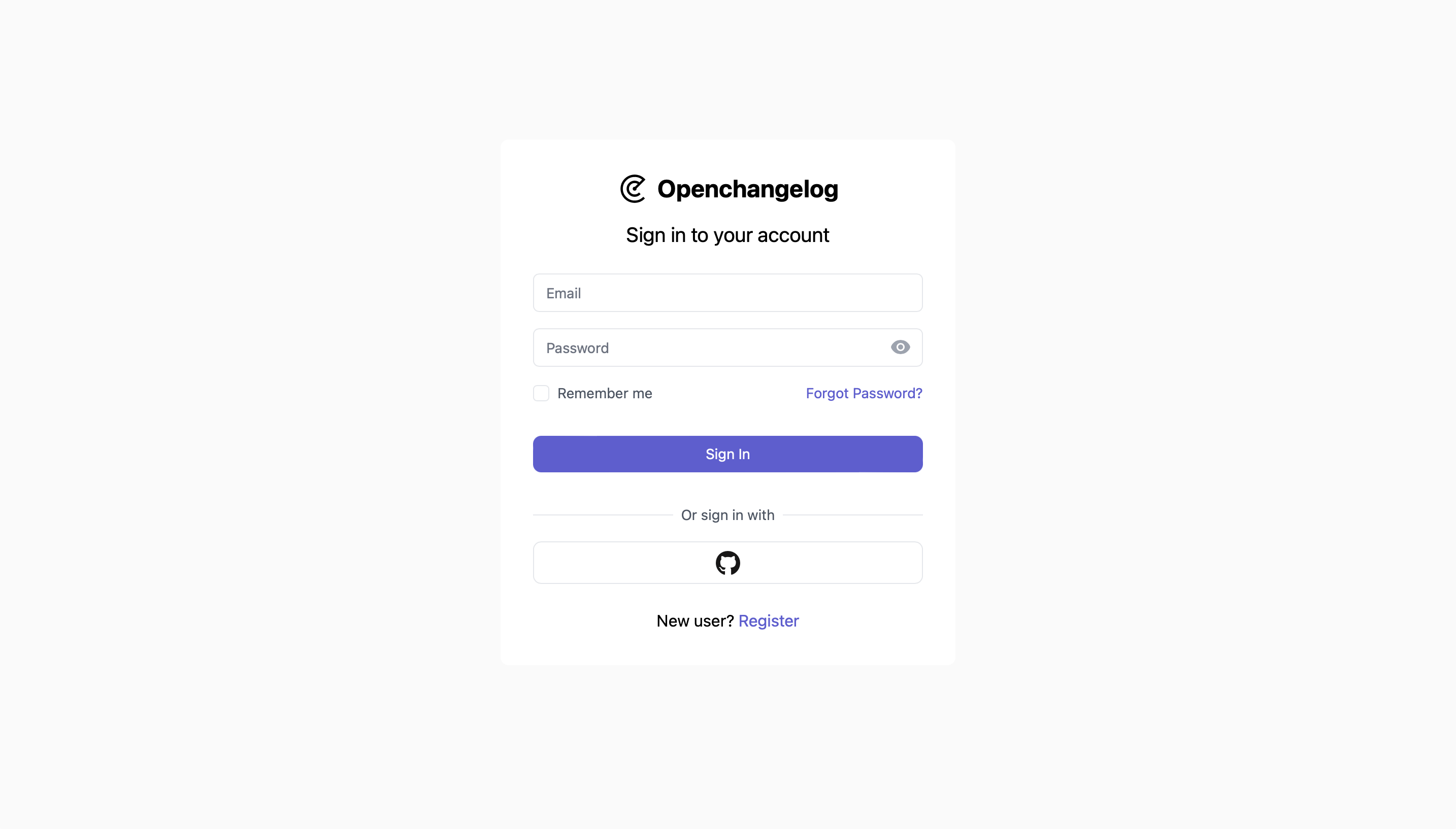 openchangelog signup form